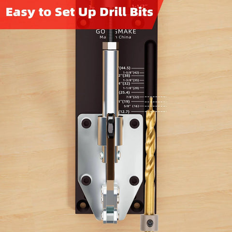 All Metal Pocket Hole Jig Kit With Quick Clamp And Dust Collection, drill guide on wood surface for precise joints