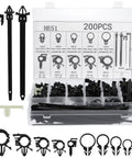 Dope Car Wire Clip Kit Pack Of 200 Universal Harness Clips And Cable Ties in transparent case