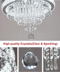 Close-up of K9 crystals on Modern Crystal Chandelier With Four Tier Hourglass Design, 19.7 Inch Ceiling Light, Dimmable LED With Remote