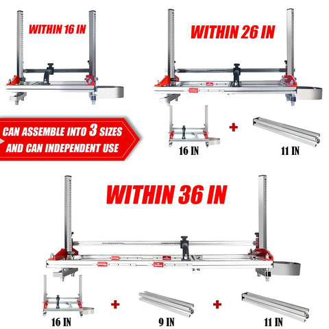 Image showing Portable Chainsaw Mill Kit for Builders and Woodworkers, adjustable in three sizes for 14 to 36 inch planks.