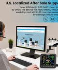 12-in-1 Wireless Weather Station SA6 With Rain Gauge, Wind Speed, Weather Forecast, Humidity, Air Pressure, Alarm Clock, No WiFi, 6.5 Inch Color Display With Adjustable Backlight on desk