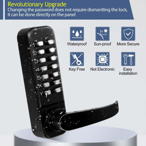 Heavy Duty Slick Double Sided Keypad Door Lock With Adjustable Deadlatch And Keyless Handle For Outside Gate Security Black Finish No Fuss Install For Patio