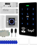 WiFi Security Access Kit With Waterproof RFID Touch Keypad Door Lock Tuya Smart App Remote Opener Electric Mortise Lock Sensor Switch Doorbell And Keychain For Easy Home Security Plug And Play Setup
