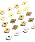 20-Set 3/4 Inch Magnetic Button Snaps Kit For Purses, Bags And Clothes Repair, Antique Brass Fasteners Displayed in Rows