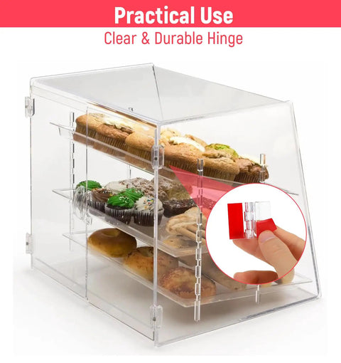 Dope Self Adhesive Clear Acrylic Hinges Pack of 16 for DIY Boxes and Display Stands on bakery display