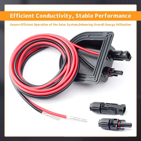 Solar Cable Entry Gland With 10Ft 10AWG Extension Cord For RV Roof Mount MC4 Connectors Solar Junction Box Ideal For RVs Boats Campers