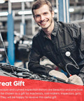 Mechanic using Two Pack Pro Grade Flexible Inspection Mirror Set With 360 Degree Rotation Bendable Square And Circular Mirrors in red handle.