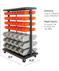 Rolling Storage Bin Rack And Parts Organizer With Dual Sided Shelves 7 Tier Cart Pro Grade For Garage And Workshop Nut And Bolt Organizer Tools And Hardware Storage On Wheels Heavy Duty 330 Pound Capacity Black