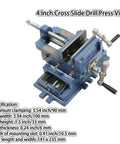 Rock Solid Cast Iron Cross Slide Vise Delivering Sick X Y Compound Glide For Your Drill Press And CNC Milling Rig No Sweat Heavy Duty 4 Inch Benchtop Clamp In Blue, showing detailed specifications.