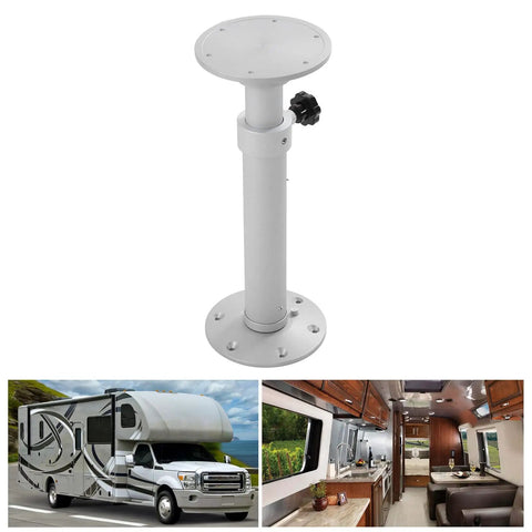 Adjustable Table Leg With Telescopic 445 To 685mm Aluminum Alloy Frosted Silver Finish Removable Base for RVs and Boats