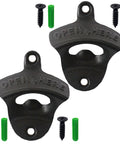 Heavy Duty Cast Iron Wall Mounted Bottle Opener For Draft Beer And Soda In Matte Black Finish Built Like A Tank Perfect Mounting Bracket For Your Garage Bar Or Home Stash Smooth Two Pack with screws