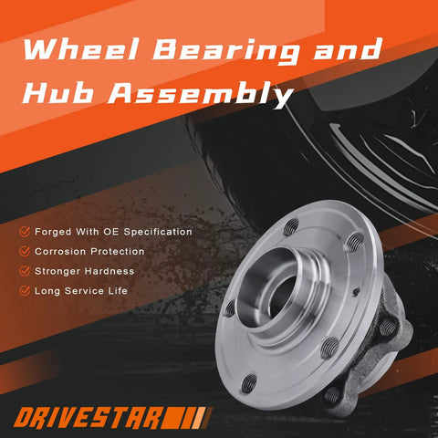 Front Wheel Hub And Bearing Assembly For Audi A3 Quattro And TT Quattro, VW Golf Jetta Passat Beetle Tiguan GTI And More, Drop In Replacement That Fits 2006 To 2019 VW And Audi Models, Premium Bearing Grease Included