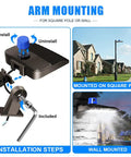 150W LED Beast Mode Brightness Dusk To Dawn Flood Light IP65 Waterproof Shoe Box Fixture installation steps