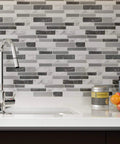 Peel And Stick Kitchen Backsplash Tiles 12x12 Self Adhesive Marble Gray Wall Tiles for Kitchen and Bathroom behind sink
