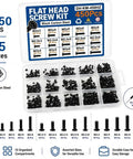 Heavy Duty Laptop And PC Screw Kit With 450 Pieces In 15 Common Sizes Including M2 M2.5 And M3 Flat Heads organized in a clear case.