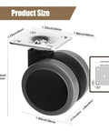 Easy Peasy Peel And Stick Caster Wheels For Trash Cans And Storage Bins With Smooth As Butter Rolling Action And Lightning Fast Setup No Messy Drilling Needed Lightweight One Point Five Inch Swivel Casters In A Solid Four Pack Size dimensions including 1.88 inch and 1.33 inch measurements.