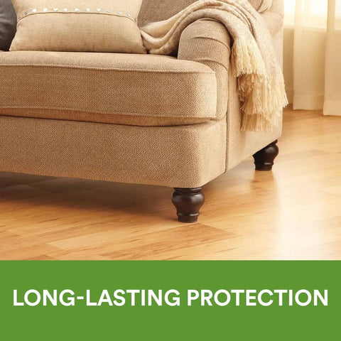 Brown 32 Pack Felt Furniture Pads 1 Inch Round Self Stick Protect Hardwood Floors From Dings Dents And Scratches Easy To Apply Quick Install Chair Leg Caps For Tables Lamps And Decor shown on a sofa leg on wood floor