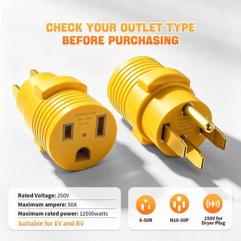 Heavy Duty Nema 14 50P To 6 50R Welder Adapter Cord 50 Amp 4 Prong RV Generator male plug and 3 prong outlet