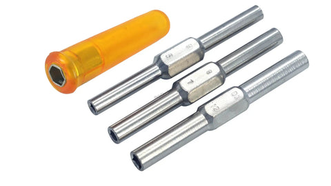 Pro Grade Clock Winding And Let Down Tool Kit For 3.5 To 5.25mm Includes Six Double Ended Steel Key Shafts Nickel Plated Steel