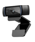 Pro Grade Full HD 1080P Webcam With Crisp Dual Mics And Snappy Auto Focus showcasing clip-on design and lens view in black.