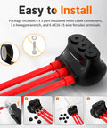 Beefy 3 Port Insulated Multi Tap Connector Aluminum To Copper Wire Connector 4 To 14 AWG Single Side Entry Black Electrical Cable Connectors With Slotted Allen Hex Pack Of 6 installed on red wires
