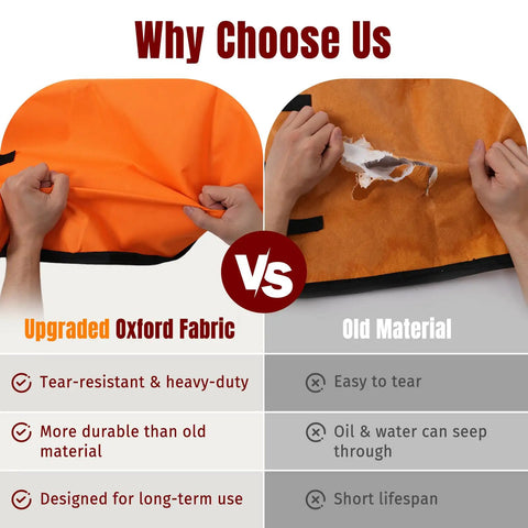 Comparison of upgraded oxford fabric vs old material used in Five Layer Insulated Meat Resting Blanket With Aluminum Foil Lining