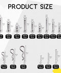 Stainless Steel Clevis Pin And Clips Kit 122 Piece Assortment with various sizes M4 M6 M8 and cotter pins displayed on packaging.