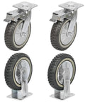 8 Inch Solid Caster Wheels Set Of 4 With Brakes For Heavy Duty Trolleys And Workbenches Non Slip Swivel Castors 1760 Lb Capacity Industrial Plate Casters 2 Swivel And 2 Fixed Ideal For Garage Shop Carts And Mobile Workbenches Durable PVC