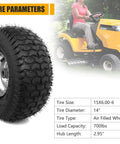 Heavy Duty Replacement 15x6.00-6 Lawn Mower Tires 2 Pack with Rubber Wheel and Bearing Bore 3/4 Inch on riding mower