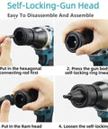 Self-locking gun head assembly process for Total Badass Cordless Automatic Rivet Nut Gun With Brushless Motor And Portable Blind Riveting Tool Kit.