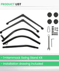 Heavy Duty Hammock Chair Stand For Indoor And Outdoor Use, C Type Frame, 330 Lb Capacity, Solid Steel Black Stand Only parts