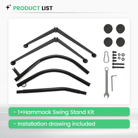 Heavy Duty Hammock Chair Stand For Indoor And Outdoor Use, C Type Frame, 330 Lb Capacity, Solid Steel Black Stand Only parts