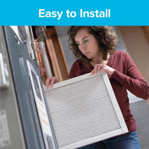 Person installing 20x20x1 Air Filter MERV 14 For Home HVAC, 2 Pack MPR 2800 Ultrafine Particle Pleated Electrostatic
