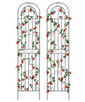 Two Pack 86.7 Inch High Sturdy Metal Garden Trellis With Black Powder Coat Wire Lattice Grid Panel For Climbing Plants Outdoor Roses Vines Cucumbers Vegetables And Flowers Support System