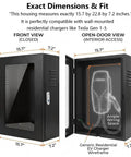 Rock Solid Commercial Grade Wall Mount EV Charger Enclosure Featuring Clear Front Window For Quick Meter Reads And Hella Tough Mechanical Lock Against Vandalism, dimensions 15.7x22.8x7.2 inches, front and open-door view.