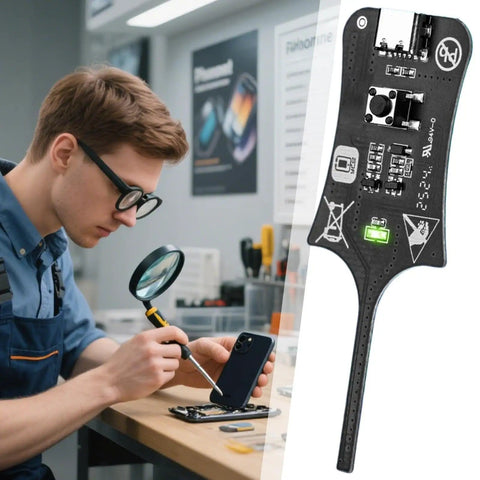 Technician using USB C Inductance Tester for PC and Phone Repair, High Sensitivity Inductor Detector, Quick Fault Finder tool