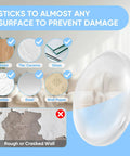 Clear Silicone Door Stoppers And Wall Savers Self Stick Bumpers show surfaces for use, included materials like wood, tile, and glass.