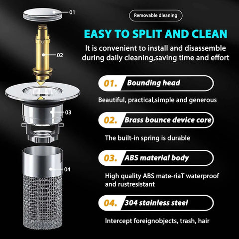 No Drama Bathroom Sink Stopper And Hella Strong Hair Catcher With Smooth Pop Up Drain Plug Built In Strainer Basket Universal Replacement Filter Trapping Every Strand Quick Easy Drainage Big Time Value Twin Set