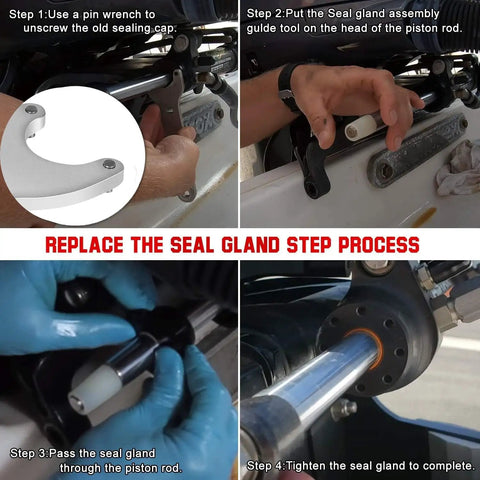 Heavy Duty Hydraulic Steering Seal Kit For Outboard Cylinders With Pin Wrench Fits HC5340 HC5341 HC5342 HC5343 HC5344 HC5345 HC6750 HC6751 HS5157 HS5167 Pro Grade DIY Friendly Quick Repair