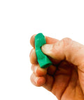 Hand squeezing a green Spear Shaft Tip Protector Soft Safety Cap For 7 To 8 Mm Spear Shafts And 9/32 To 5/16 Inch Tips Anti Stab Cover