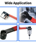 M Type Spanner Wrench For ER11 Collet Chuck ER11 Nut with red non-slip handle used in CNC machinery, heavy duty alloy steel close-up