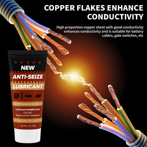 copper anti-seize brake lubricant shown with enhanced conductivity wires