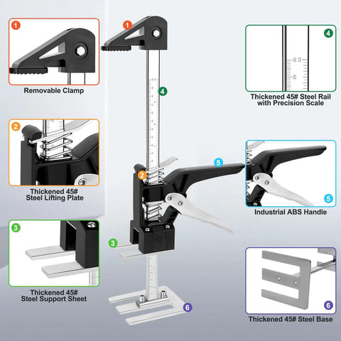 Upgrade Your Kitchen Vibes With This Heavy Duty Cabinet Door Holder showing a steel lifting plate and adjustable clamp.
