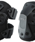 Beefed Up Adjustable Knee Pads With Rugged Nylon Shell And Impact Absorbing Foam For Construction Mechanics Combat And Landscaping, close-up view.