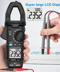 True RMS Clamp Meter For Auto Ranging 6000 Counts With 600A Capacity And Built In Flashlight Backlight Measures NCV AC DC Voltage And Current Continuity Capacitance Diode Resistance And Temperature For Car Home And Industrial Fixes, handheld