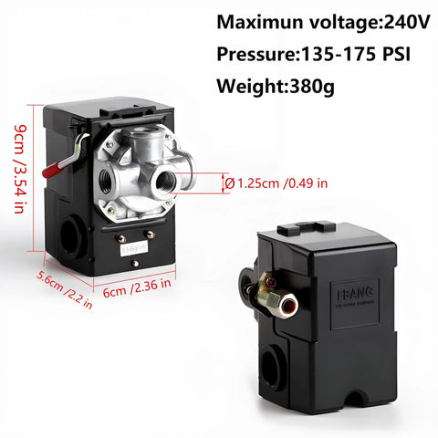 Heavy Duty Air Compressor Pressure Switch Replacement LF10 4H 135-175 PSI 20A Rating Universal Pump Control Valve with 1/4 inch NPT connection