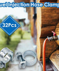 Fuel Line Clamp Set For Auto Marine And Truck Dope High Pressure Zinc Plated Fuel Injection Hose Clamps in use with hose