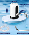 Rechargeable Water Dispenser For 5 Gallon Bottle With One Switch Operation BPA Free Jug Pump Kit, silicone hose and stainless steel spout