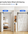 48 Inch Bi Folding Sliding Barn Door Hardware Kit For Two Doors With Black Track And J Shape Rollers Silent Smooth Operation