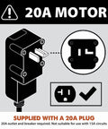 Illustration of 20 Amp plug for R14DCT 14 Inch Electric Concrete Saw With High Torque 20 Amp Motor, 5-1-8 Inch Cut Depth.